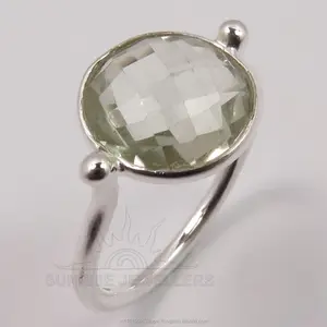 Anillo de amatista verde auténtica, Plata de Ley 925, venta al por mayor, barato