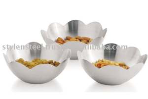 Ensemble de bols de service de fruits secs en acier inoxydable, bol de collations de styliste bol de collation paresseux créatif avec coupe de fleur - Product Image 5