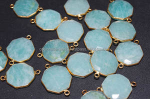 Aqua Amazonite เหลี่ยมเพชรพลอยรูปแปดเหลี่ยมตัวเชื่อมต่ออัญมณีชุบทอง22x16มม. คริสเตียนนิลคู่ประกันตัวปาร์ตี้ - Product Image 4