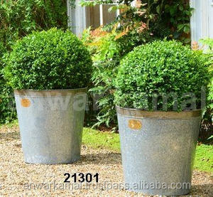 Maceta y maceta decorativas para exteriores de Metal clásico, juego de macetas galvanizadas para jardín de 2 piezas para el hogar - Product Image 2