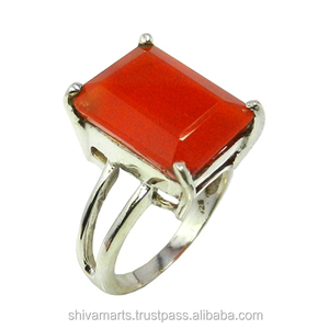 Natural Carnelian Rectangle Shape Gemstone <b>Ring</b> for Women 925 Sterling Silver Handmade Eternity Vermeil <b>Rings</b> Silver Jewelry - Product Image 3