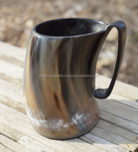 Jarra de Cerveza de Cuerno de Vaca Hecha a Mano, Material Orgánico Ecológico, Forma Natural Pulida, Artesanía Moderna Sheeri, Artículo Coleccionable de la India - Product Image 2