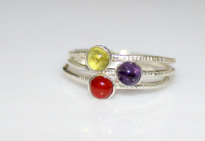 หลายอัญมณี 925 เงินสเตอร์ลิงเครื่องประดับทําด้วยมือแหวนเงินธรรมชาติอัญมณีสําหรับผู้หญิงและเด็กผู้หญิง - Product Image 3