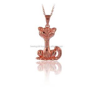 Collier pendentif chat en or massif 14K Collier animal Bijoux fins pour femmes Fabriqué en Turquie - Product Image 3
