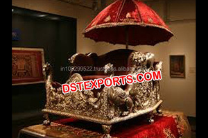 แต่งงานแบบดั้งเดิมของอินเดียโลหะ Palki ฮินดูแต่งงาน Doli เงินแกะสลัก Shahi Doli - Product Image 4
