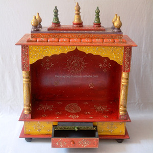 Maravilhosamente pintado à mão Templo De Madeira Com 1 Gaveta Handmade Templo De Madeira para Casa Tradicional Pooja Mandir Indian Sheesham - Product Image 2