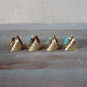 Large Rough Gemstone Raw <b>Ring</b> Blue Green <b>Turquoise</b> Adjustable <b>Gold</b> Plated - Product Image 4