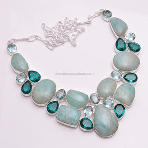 Collier de pierres précieuses en argent 925, bijoux multi-pierres précieuses en quartz chromé naturel, fournisseur de bijoux en pierres précieuses en argent fait à la main - Product Image 1