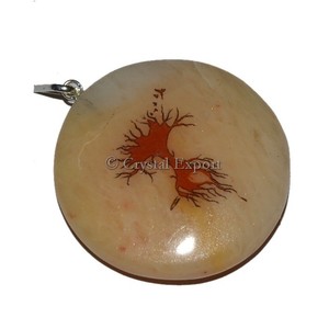 <b>Tree</b> of Life Printed Pendant on Golden Agate-Anniversary Gift for Unisex - Product Image 1