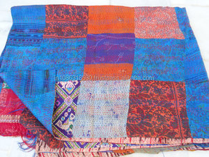 Handmade Kantha Stitch Silk Sari <b>Scarf</b> Shawl Dupatta Neck Wrap Vintage Patchwork <b>Indian</b> Style for Women - Product Image 5