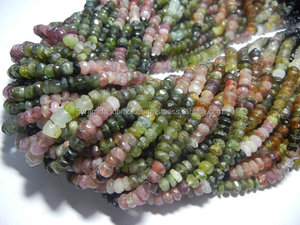 ลูกปัดโรนเดลเหลี่ยมเพชรพลอยหลากสี ทัวร์มาลีนหลายสี ขนาด 3.5 มม.-4 มม. ร้อยเป็นเส้น - Product Image 3