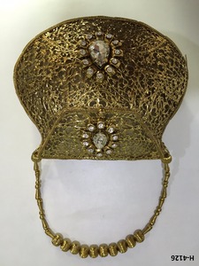 H4125 Sacs fourre-tout pochette de soirée en métal faits à la main or argent sac à main perlé pour dames achats en ligne en Inde - Product Image 2