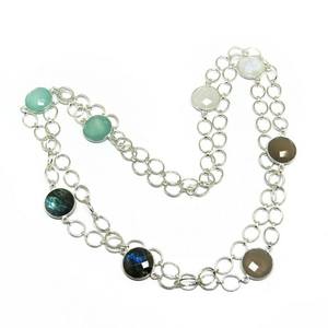 Incroyables colliers en argent Sterling 925 de forme ronde Multi pierre, exportateur et grossiste bijoux en argent uniques - Product Image 4