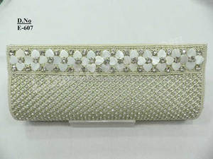 Satin <b>Clutch</b> Bag with Flower Embellishment for Evening Party Lowellcraft From Delhi - Product Image 4