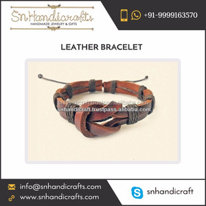 Unisex <b>Leather</b> Knot Stud <b>Bracelet</b> Available for Wholesale at Affordable Price - Product Image 1