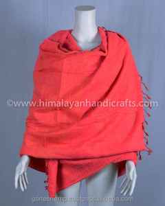 Cerise <strong>Pink</strong> Hand Loom Yak <strong>Wool</strong> <strong>Shawl</strong> HYWSM 526 - Product Image 2