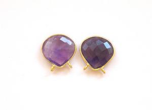 925 เงินสเตอร์ลิงธรรมชาติ Multi อัญมณีเครื่องประดับอเมทิสต์ชุบทองคู่ Bail Handmade CZ Connector - Product Image 4