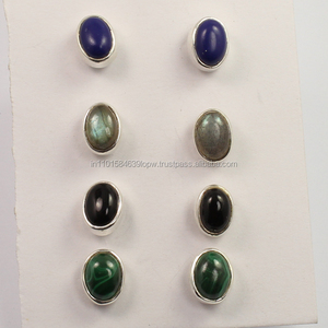 Meilleure vente fabriqués à la main 925 argent Sterling naturel Lapis Lazuli 5x7 Mm pierres précieuses boucles d'oreilles bijoux fins cadeau pour les femmes - Product Image 1