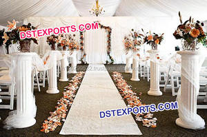 Pilares romanos de fibra para boda, pilares romanos blancos de perlas, decoración de pasillos - Product Image 4