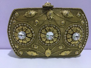 H4302 Ladies Bridal Clutch Evening Metal <b>Handbag</b> Indian Embroidery Designer Online Shopping Purse in India - Product Image 6