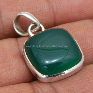 925 argent Sterling vert Onyx pendentif classique Style religieux femmes bijoux de mode pour les mariages fêtes plaqué numéro breloques - Product Image 2