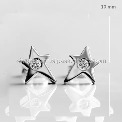 Solid 14K Yellow Gold Pave Diamond Tiny Delicate Starfish Stud Earrings Manufacturer Jaipur Minimalist Jewelry Supplier