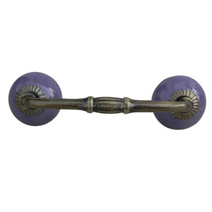 Poignée de commode en vrac fait à la main en céramique pont bleu foncé poignées d'armoire en gros Lot Vintage tiroir porte armoire tirer - Product Image 5