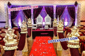 Escenario de boda de fibra de cristal, conjunto de escenario de boda indio, dorado - Product Image 5