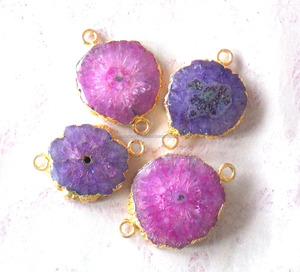 Quartz solaire plaqué or connecteur Boho fait main bijoux pierre de naissance lunette en agate solaire en forme de boule de pierres précieuses multiples naturelles - Product Image 3