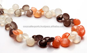 Briolette con forma de corazón, piedra lunar Multicolor Natural de 9 pulgadas, hilo completo de 8MM, calidad superior, pulido a mano - Product Image 2