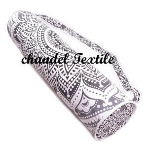 Handmade Black and White Ombre Cotton <b>Yoga</b> <b>Mat</b> Bag Indian Mandala Purse with Shoulder Strap Elegant Design - Product Image 2