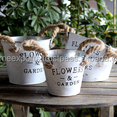 Maceta de metal Vintage para flores y jardín con asas de cuerda, perfecta para suculentas, decoración interior o exterior - Product Image 2