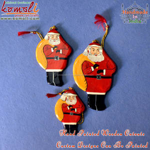 Adornos de decoración de Navidad de madera plana pintados a mano, oferta - Product Image 5