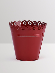 Jardinière en métal de couleur rouge dernier design jardinière en seau en fer galvanisé pour la maison et le jardin jardinière de fleurs décoratives - Product Image 5
