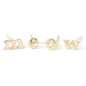 14K Solid Yellow Gold Personalized Studs <b>Earring</b> A-z Initial Letter <b>Earring</b> Jewelry at Affordable Price - Product Image 2