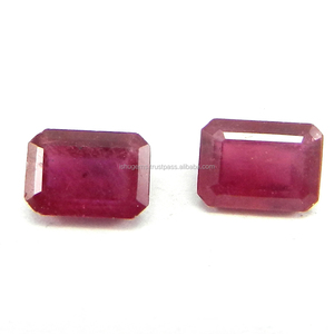 Cor Adicionada de Vidro Octagon Cut 5x7 milímetros Enchido Rubi Lab Criado Gemstone para Jóias IG4535 1.30cts Natural Sintético