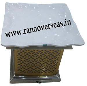 Elevador de exhibición de postres de Buffet, de acero inoxidable, para restaurante en casa, con servidor de placa de cerámica blanca - Product Image 4