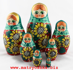 7 piezas anidadas artesanías rusas Matryoshka muñecas apilables flor verde artesanías modelo juguete Material de madera recuerdos - Product Image 2