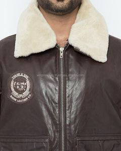 Chaqueta Bomber de Cuero de Cordero Italiano Marrón Oscuro de Alta Calidad con Cuello de Piel Desmontable - Product Image 2