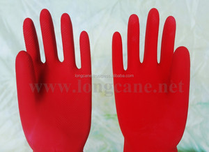 Luva de borracha doméstica vermelha 12" | Luvas domésticas e descartáveis - Luvas de trabalho e limpeza industrial - Product Image 3