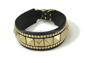 Luxury Customizable Comfortable Dog Collar Durable Leather Softly <b>Padded</b> Silver Buckle D-Ring Solid Rivet Decoration for <b>Walking</b> - Product Image 2