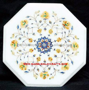 สีขาวหินอ่อนฝังตารางท็อปส์ - Product Image 1