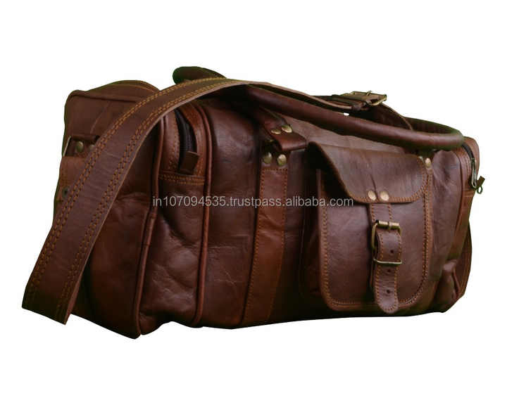 New Custom Genuine Leather Large Capacity Moving Duffle Gym Bag Genuine Leather Men's Short Distance Portable Gym Bag Travel Bag