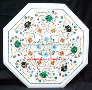 Plateau de Table basse en marbre à incrustation octogonale, haut de Table - Product Image 1