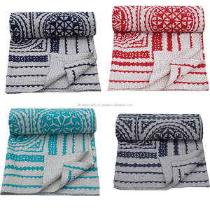 ผ้าปักลายขนาดควีนไซส์,ผ้าห่ม Kantha Applique - Product Image 4