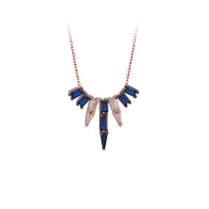 Rose Gold Plated 925K Sterling Silver Baguette <b>Fashion</b> <b>Necklace</b> for Women Designer <b>Necklace</b> - Product Image 1