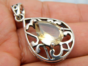 จี้เงินแท้925รูปแบบตัวเลขสไตล์ศาสนาน่ารักมะนาวควอตซ์อัญมณีทอง/เงินจี้แฟชั่นและเสน่ห์ - Product Image 3