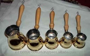 หม้อโลหะชงชาตุรกี,ทองเหลืองบริสุทธิ์อาหรับกรีกของขวัญชุดหัตถกรรมหม้อกาแฟตุรกีเตาแกะสลัก - Product Image 5