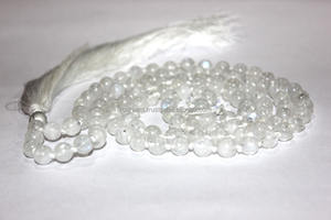 Collier fait à la main en pierre naturelle de 8mm, Chakra, pierre de lune blanche, 108 perles rondes, gland, bijoux de Yoga, Mala noué - Product Image 4