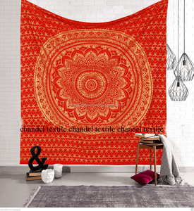 ผ้าทอแขวนผนังสีทองออมเบรสีแดงอมเบรแมนดาลาประดับผนังผ้าปูเตียงศิลปะแบบชาติพันธุ์ - Product Image 1